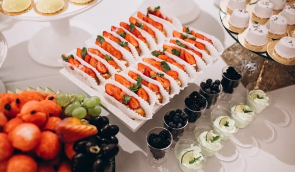 Wedding Decorated Dessert Table in a Restaurant
